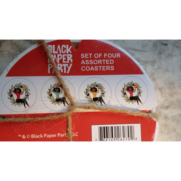 New Black Paper Party 4 Pack Coasters - Picture 5 of 5